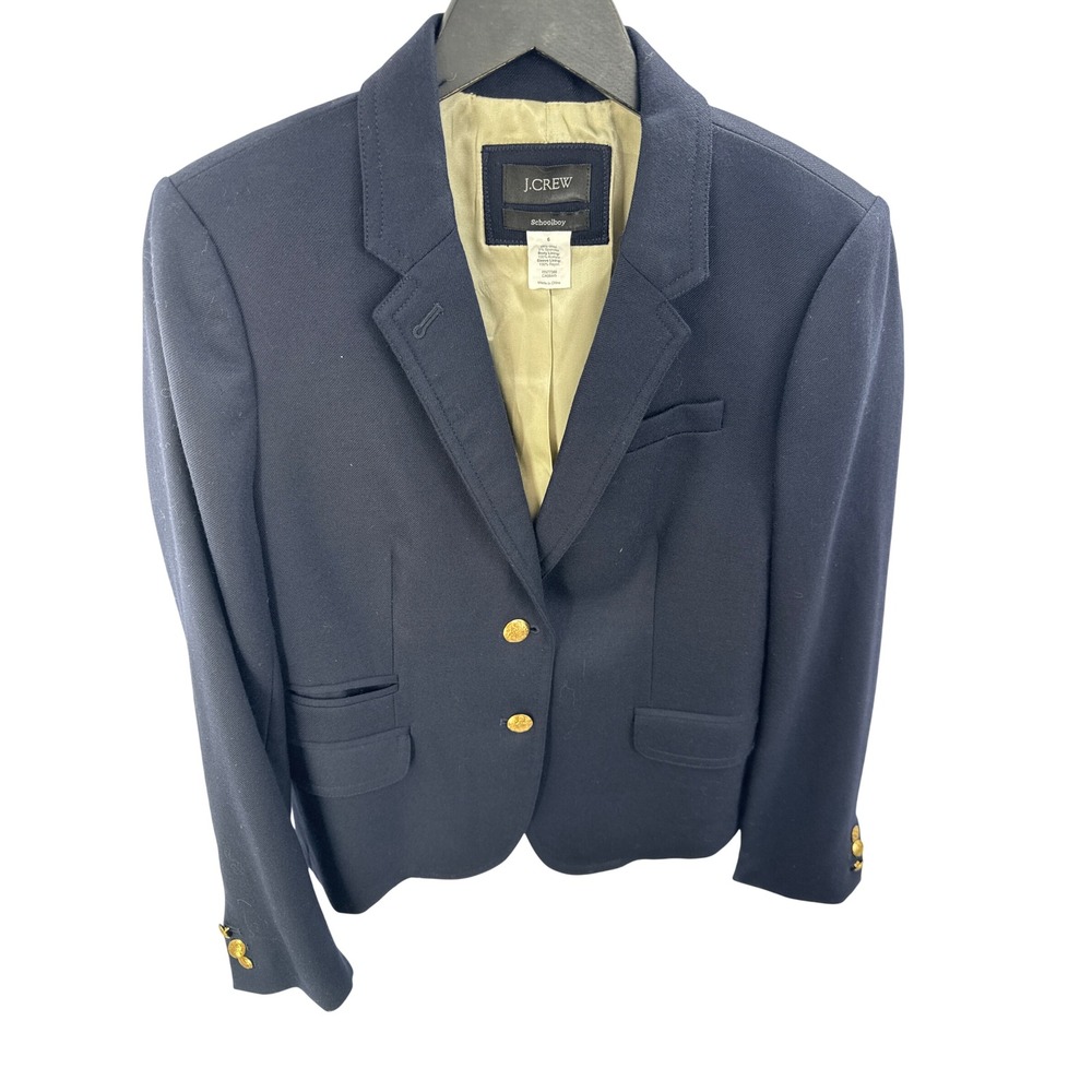 J.Crew Schoolboy Blazer Size 6 Navy Notch Lapel Single-Breasted Formal Business - Picture 2 of 7